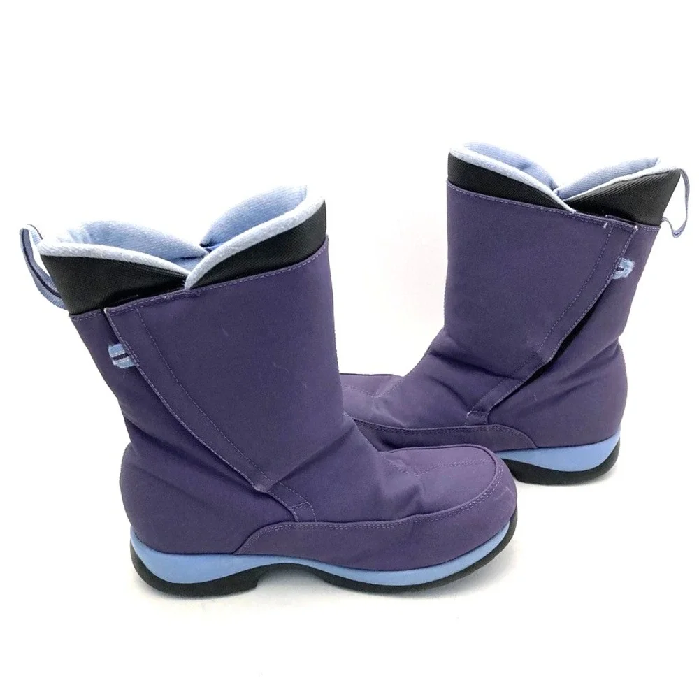 Lands' End Winter Boots Purple Hook & Loop Close Waterproof Snow Youth 7M